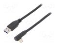 Cable; USB 3.0; USB A plug,USB C angled plug; 1.5m; black; 5Gbps Goobay USB.C-F90/AM-15