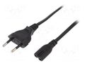 Cable; CEE 7/16 (C) plug,IEC C7 female; 3m; black; 2.5A; 250V LOGILINK CP145