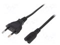 Cable; CEE 7/16 (C) plug,IEC C7 female; 3m; black; 2.5A; 230V LOGILINK CP145