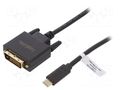 Adapter; DVI-D (24+1) plug,USB C plug; 3m; black; black LOGILINK UA0332