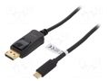 Adapter; DisplayPort plug,USB C plug; 1.8m; black; black LOGILINK UA0335