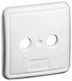 2-hole Cover Plate for Antenna Wall Sockets, white - cover with fixing screw and labelling for TV and radio 67050