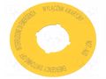 Description label; 22mm; IP66; Dim: Ø60mm; for emergency button EATON ELECTRIC M22-XBK5