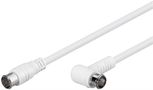 Angled SAT Antenna Cable (80 dB), Double Shielded, 1.5 m, white - F plug (quick) > F plug (quick) 90° (fully shielded) 67347