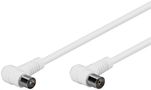 Angled Antenna Cable (80 dB), Double Shielded, 2.5 m, white - coaxial plug 90° > coaxial socket 90° 67354