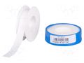 Tape: sealing; W: 12mm; L: 12m; Thk: 0.08mm; white; PTFE; max.370°C HPX HPX-PTFEW-1212WH