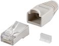 RJ45 Plug, CAT 5e STP Shielded with Strain-relief Boot, grey - for round cable, with threader 68746