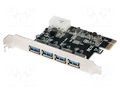 PC extension card: PCIe; RJ45 socket x4; USB 3.0 LOGILINK PC0057A