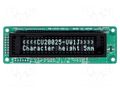 Display: VFD; alphanumeric; 20x2; Char: 4.7mm; 350cd/m2; PIN: 20 NORITAKE Itron CU20025-UW1J