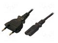 Cable; CEE 7/16 (C) plug,IEC C7 female; 1.8m; black; 2.5A; 250V LOGILINK CP092