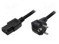Cable; CEE 7/7 (E/F) plug angled,IEC C13 female; 1.8m; black LOGILINK CP090