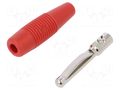 Connector: 4mm banana; plug; 16A; 60VDC; red; non-insulated; 3mΩ HIRSCHMANN T&M VON20RT