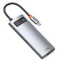 Baseus Metal Gleam 6-in-1 USB-C - USB-C PD 100W HUB 1x HDMI 4K 30Hz 3x USB-A 3.2 1x RJ45 - gray, Baseus 6953156204645 6953156204645