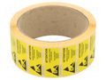 Self-adhesive label; ESD; 16x38mm; 1000pcs; reel; black,yellow ANTISTAT ATS-055-0068