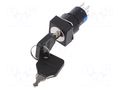Switch: key switch; Stabl.pos: 3; Contacts: 3PST; Ø16mm; Key: flat ONPOW V16-KEY-AF-3