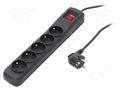 Plug socket strip: protective; Sockets: 5; 250VAC; 10A; black ARMAC R5/CZ/15