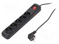 Plug socket strip: protective; Sockets: 5; 250VAC; 10A; black ARMAC R5/CZ/30