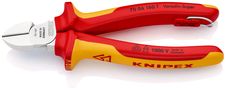 KNIPEX 70 06 160 T Diagonal Cutter insulated with multi-component grips, VDE-tested with integrated insulated tether attachment point for a tool tether chrome-plated 160 mm 70 06 160 T 4003773081463