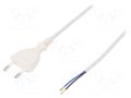 Cable; 2x0.5mm2; CEE 7/16 (C) plug,wires; PVC; 3m; white; 2.5A PLASTROL W-97139