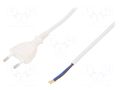 Cable; 2x0.75mm2; CEE 7/16 (C) plug,wires; PVC; 5m; white; 2.5A PLASTROL W-97149