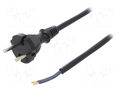 Cable; 2x1mm2; CEE 7/17 (C) plug,wires; rubber; 2m; black; 16A PLASTROL W-97187