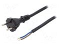 Cable; 2x1.5mm2; CEE 7/17 (C) plug,wires; rubber; 3m; black; 16A PLASTROL W-97193