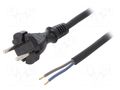 Cable; 2x1.5mm2; CEE 7/17 (C) plug,wires; rubber; 4.5m; black; 16A PLASTROL W-97195