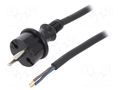 Cable; 2x1.5mm2; CEE 7/17 (C) plug,wires; rubber; 2m; black; 16A PLASTROL W-97197