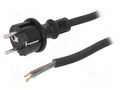 Cable; 3x1.5mm2; CEE 7/7 (E/F) plug,wires,SCHUKO plug; rubber PLASTROL W-97212