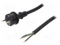 Cable; 3x2.5mm2; CEE 7/7 (E/F) plug,wires,SCHUKO plug; rubber PLASTROL W-97217