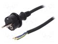 Cable; 3x1.5mm2; CEE 7/7 (E/F) plug,wires,SCHUKO plug; rubber PLASTROL W-97270