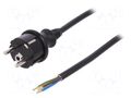 Cable; 3x1.5mm2; CEE 7/7 (E/F) plug,wires,SCHUKO plug; PVC; 4m PLASTROL W-98386