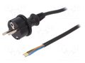 Cable; 3x1mm2; CEE 7/7 (E/F) plug,wires,SCHUKO plug; PVC; 2m PLASTROL W-98372