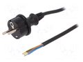 Cable; 3x1mm2; CEE 7/7 (E/F) plug,wires,SCHUKO plug; PVC; 2m PLASTROL W-98372