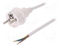 Cable; 3x1mm2; CEE 7/7 (E/F) plug,wires,SCHUKO plug; PVC; 2m PLASTROL W-98371