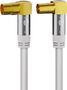 TV Antenna Cable (135 dB), 4x Shielded, 3 m, white - gold-plated, coaxial socket 90° > coaxial plug 90° 70420