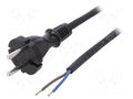 Cable; 2x1mm2; CEE 7/17 (C) plug,wires; rubber; 1.5m; black; 16A PLASTROL W-97895