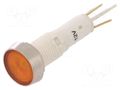 Indicator: LED; flat; yellow; 12VDC; 12VAC; Ø10mm; connectors NINIGI IND10P-12Y-C