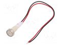 Indicator: LED; flat; white; 24VDC; 24VAC; Ø10mm; leads 200mm NINIGI IND10P-24W-W