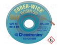 Tape: desoldering; halide-free,rosin,ROL0; W: 2.8mm; L: 3m; ESD CHEMTRONICS CH-SW80-4-10