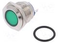 Indicator: LED; flat; green; 24VDC; 24VAC; Ø16mm; connectors; brass NINIGI IND16-24G-C