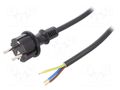 Cable; 3x2.5mm2; CEE 7/7 (E/F) plug,wires,SCHUKO plug; PVC; 5m PLASTROL W-98397