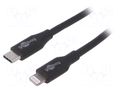 Cable; USB 2.0; Apple Lightning plug,USB C plug; 1m; black; 87W GOOBAY USBC-LIGHT-1.0BK