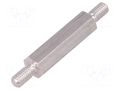 Screwed spacer sleeve; 25mm; Ext.thread: M4; hexagonal; aluminium DREMEC TMM-M4X25/DR436