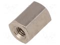 Screwed spacer sleeve; 8mm; Int.thread: M3; hexagonal; brass DREMEC TFF-M3X8/DR115