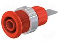 Connector: 4mm banana; socket; 32A; 1kV; Cutout: Ø12.2mm; red; brass STÄUBLI SLB4-F6.3/N-X-22