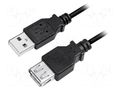 Cable; USB 2.0; USB A socket,USB A plug; nickel plated; 2m; black LOGILINK CU0010B