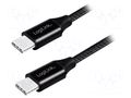 Cable; USB 2.0; USB C plug,both sides; 1m; black; PVC; textile LOGILINK CU0154