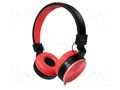 Headphones; red; Jack 3,5mm; stereo; 1.2m; 20÷20000Hz; 32Ω; 95dB LOGILINK HS0049RD
