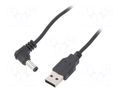 Cable; USB A plug,DC 5,5/2,1 plug; angled; black; 0.5m; Core: Cu GOOBAY USB-DC5.5/2.1-0.5